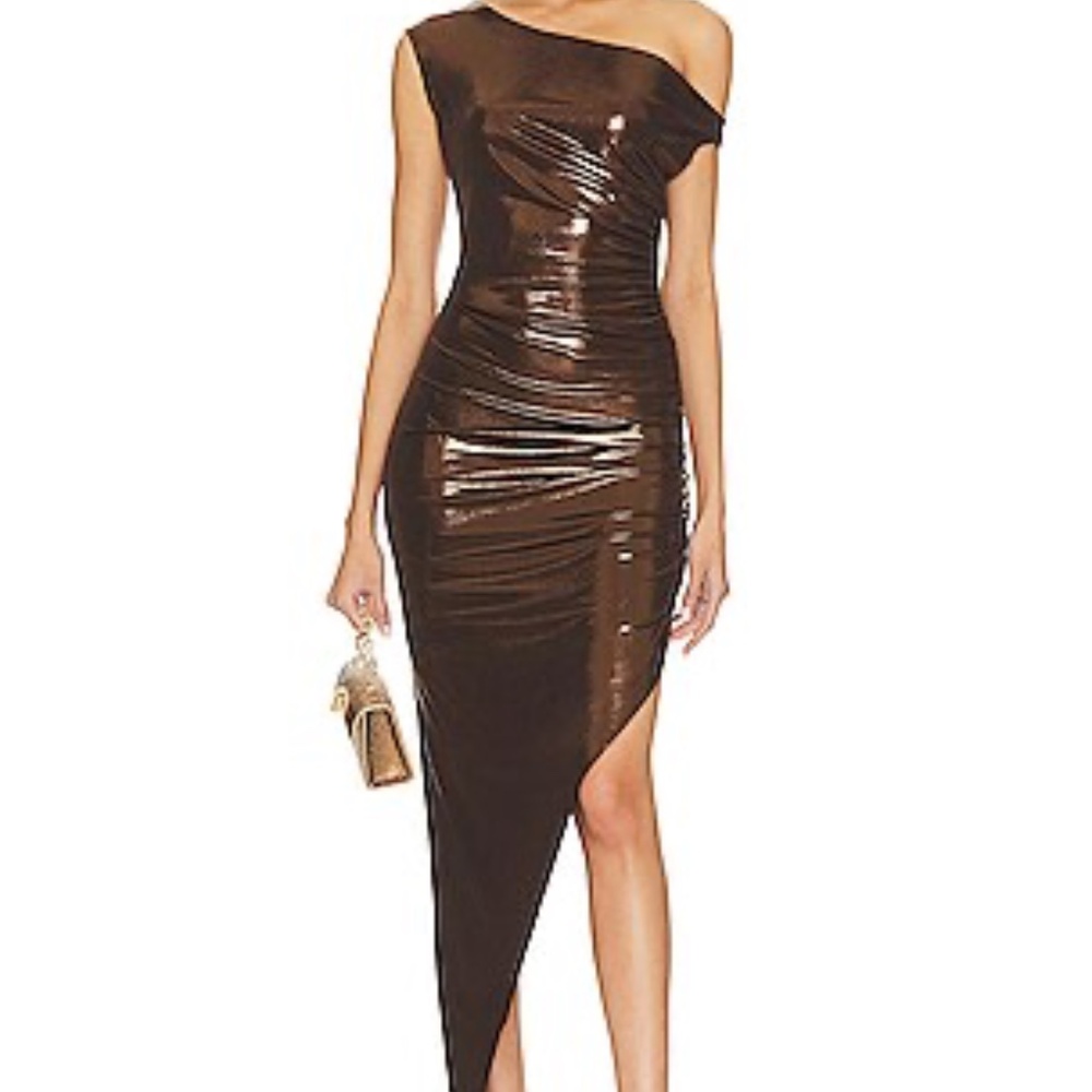 NORMA KAMALI Drop Shoulder Side Drape Gown in Chocolate